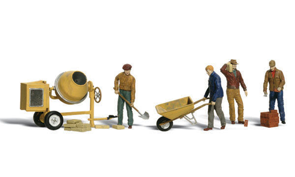 Woodland Scenics Masonry Workers, 4 Figures Plus Equipment, HO Scale