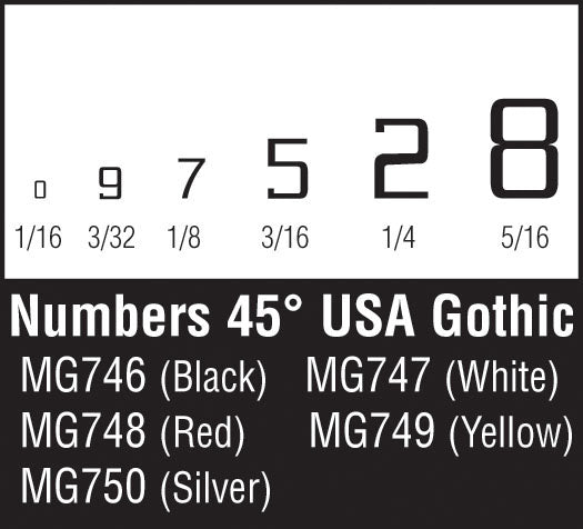 Woodland Scenics 45°Usa Gothic Numbers Red Dt