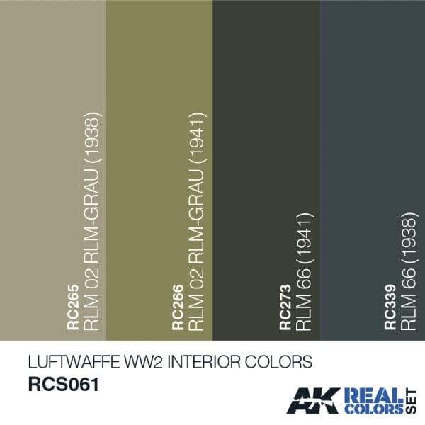 AK Interactive Real Colours Luftwaffe WW2 Interior Colours Set