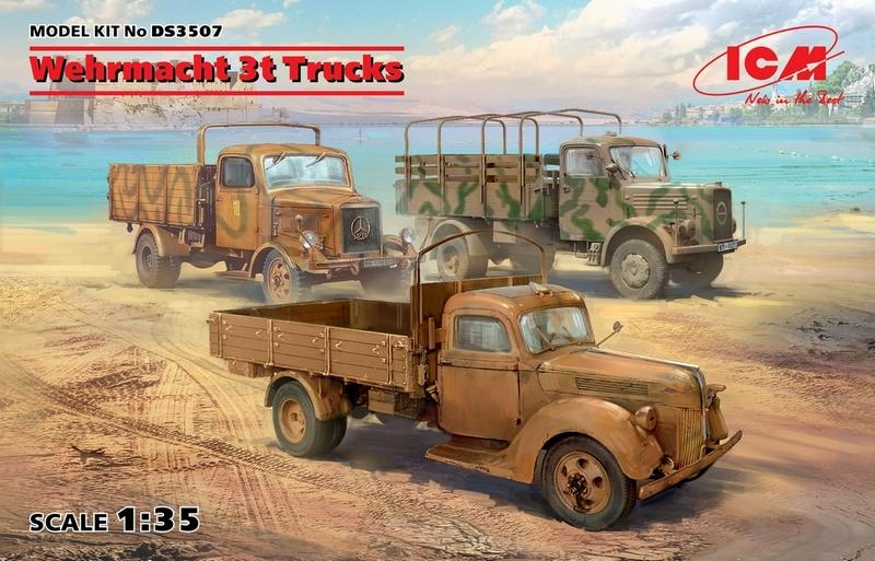 ICM 1:35 Wehrmacht 3T Trucks (3) V3000SKHDS3000 and L3000S