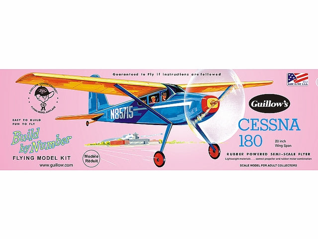 Guillows Cessna 180 508mm WS Balsa ModelKit. Free Flt/Pwrd or Static
