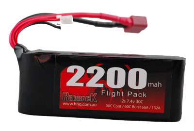 Redback Bat 7.4V Lipo 2200Mah 30C Tx Size