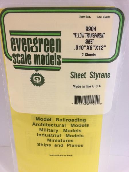 Evergreen Styr Sheets 6X12 Yellow.010-2