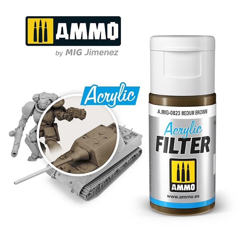Ammo Acrylic Filter Medium Brown 15ml