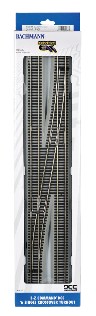 Bachmann E-Z Command DCC #6 Single Crossover, Turnout, Right, HO Scale